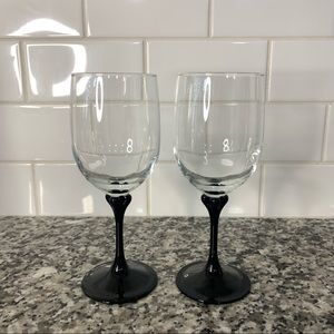 Luminarc France Black Stemmed Wine Glasses Set of Two